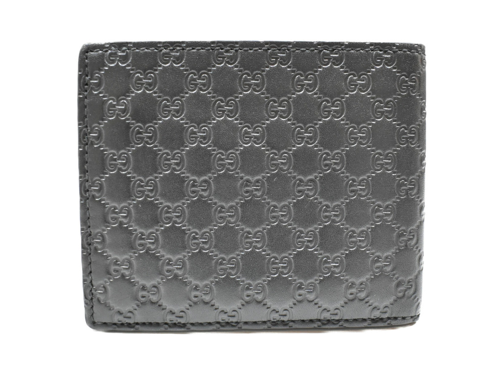 Gucci fold Wallet Leather Bi Black ssima Black